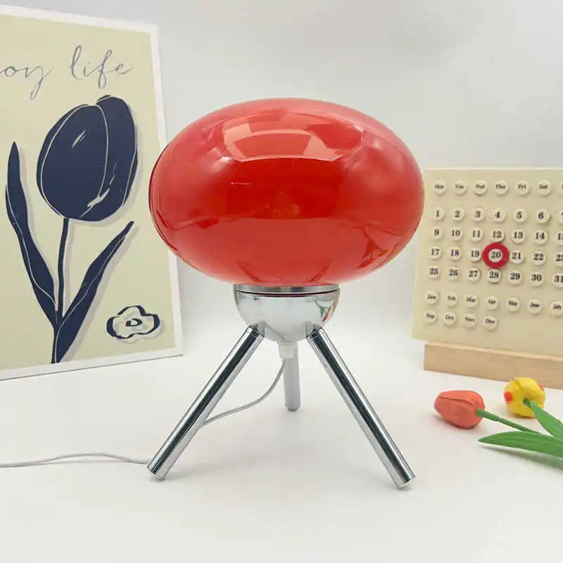 Bauhaus Mid-Century Glass Mushroom Table Lamp Nordic Ins Girls Style Retro Modern Bedroom Bedside Ambient Decor Light-Letifly Lights and Decor