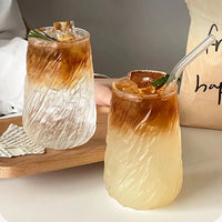Glass tumbler textured swirl 400ML transparent modern