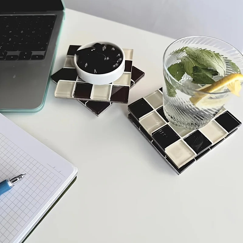 Glass Tile Coaster Drink Mosaic Coaster Square Coaster Colorful Home Decor Housewarming Gift Birthday Gifts-Letifly Lights and Decor