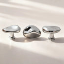 Letifly Lights & Decor - Molten Pebble Cabinet Knob - Sculptural Metal Cabinet Hardware in Brass Chrome and Satin Nickel