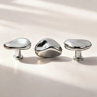 Letifly Lights & Decor - Molten Pebble Cabinet Knob - Sculptural Metal Cabinet Hardware in Brass Chrome and Satin Nickel