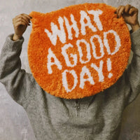 Orange Flocking Rug What A Good Day Quote Soft Fluffy Bathroom Bedroom Entryway Floor Mat