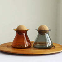 Glass storage jar airtight cork lid stained modern colorful container