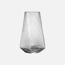 Highball drinking glass clear geometric modern faceted borosilicate vertical ripple texture