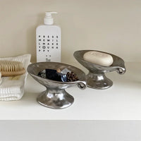 1Pc Ceramic Double-Ear Soap Dish, Vintage Double-Ear Soap Dish with High Stand, Suitable for Home Decoration, Bathroom Soap Storage, Kitchen Storage, Entryway Jewelry Storage, Gift Giving-Letifly Lights and Decor