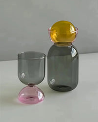 Colorful borosilicate glass water jug and cup set high temperature resistant modern colorful drinkware kitchen table pitcher with lid