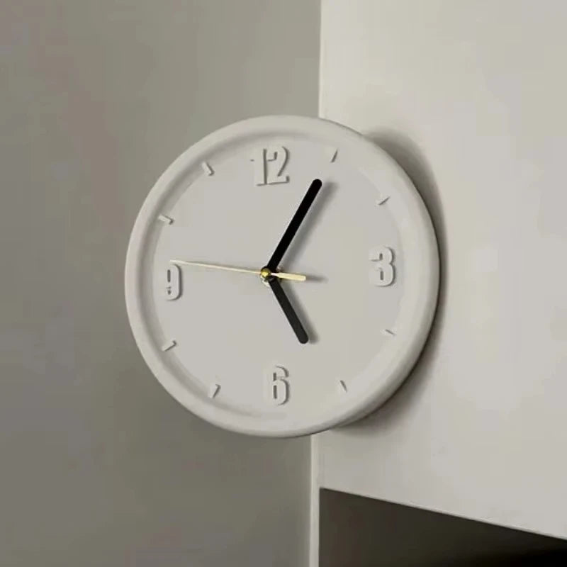 Ins Quiet Wall Clock 8inch Non-Ticking Punch-Free Corner Wall Clock Wall Decor Bedroom Technology Luxury Art Home Decoration-Letifly Lights and Decor