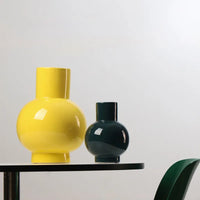 Ceramic Vase Bright Glazed Colorful Big Belly Round Shape Modern Decor