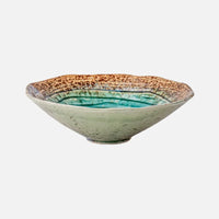 Letifly Lights & Decor - Kairo Ripple Glaze Serving Bowl - Japanese-inspired ceramic serving bowl with ice crackle glaze finish and blue ripple design