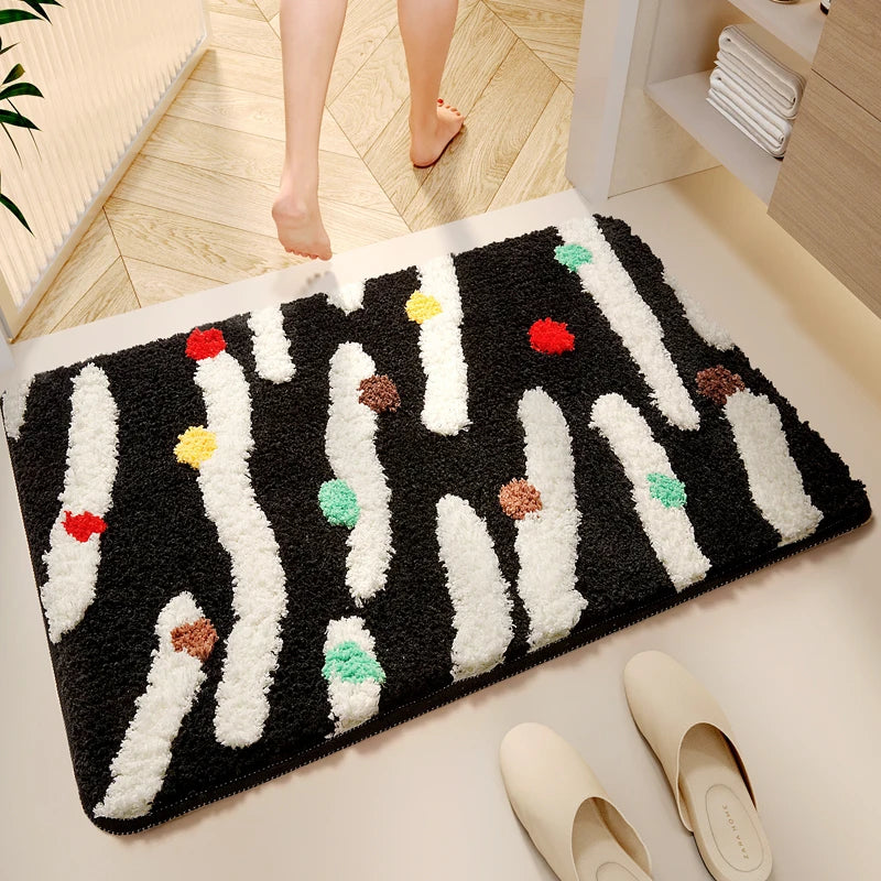 VIKAMA Candy Color Clash Floor Mat Soft Skin Non-Slip Room Entry Foyer Living Room Multi-Scene Wave Color Dots Ins Style Decor-Letifly Lights and Decor