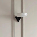 The Horizon Mount Modern glass wall lamp with black triangular mount ambient hallway lighting