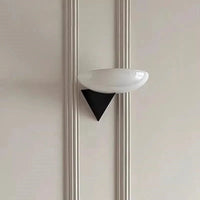 The Horizon Mount Modern glass wall lamp with black triangular mount ambient hallway lighting
