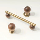 Bronze Brass + Walnut Wood Cabinet Handle and Knob Drawer Knobs T Bar Bedroom Kitchen Cupboard Hardware / Drawer Handles-Letifly Lights and Decor