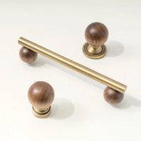 Bronze Brass + Walnut Wood Cabinet Handle and Knob Drawer Knobs T Bar Bedroom Kitchen Cupboard Hardware / Drawer Handles-Letifly Lights and Decor