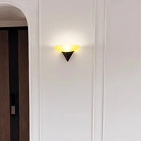 The Horizon Mount Modern glass wall lamp with black triangular mount ambient hallway lighting
