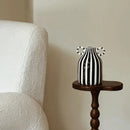 Ceramic Vase Double Ear Striped Glazed Black Blue Abstract Living Room Modern Decor