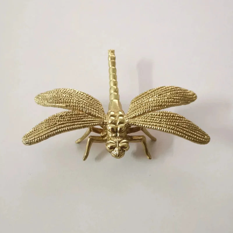 1Pc Dragonfly Brass Handle Pure Copper Drawer Cabinet Door Knob Diy Gold Furniture Pulls Handles-Letifly Lights and Decor
