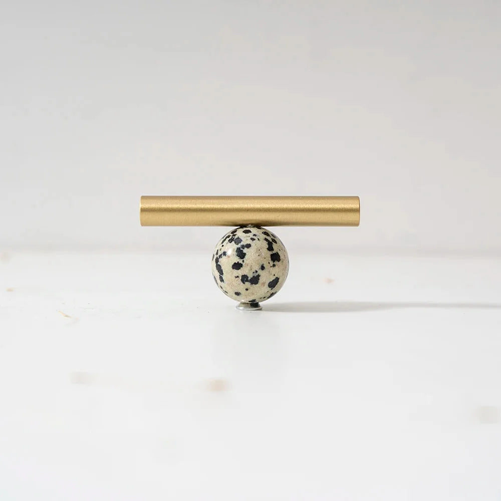 Tinyhob Natural Green Marble Brass Furniture Knob with Plate / Handles for Cabinets and Drawers Knobs Wardrobe Pulls-Letifly Lights and Decor
