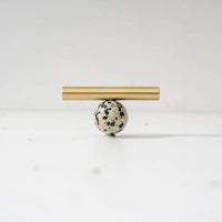 Tinyhob Natural Green Marble Brass Furniture Knob with Plate / Handles for Cabinets and Drawers Knobs Wardrobe Pulls-Letifly Lights and Decor