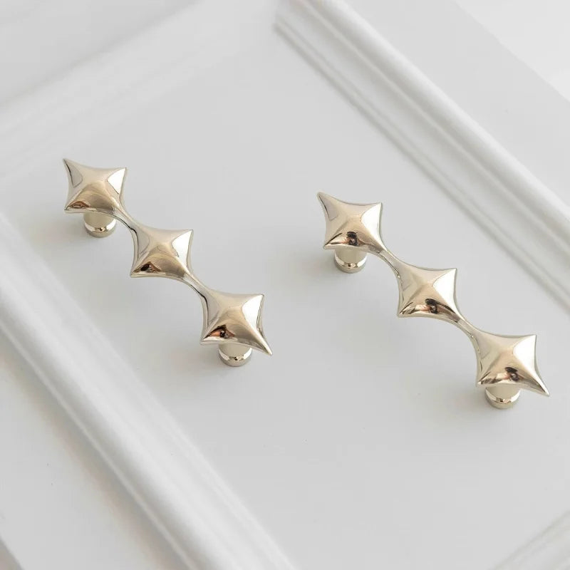 Letifly Lights & Decor - Nova Cabinet Pull - Solid Brass Cabinet Handle Polished Titanium Silver Star Pull Hardware