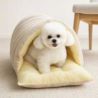 Letifly Lights & Decor - Cloud Nest Pet Bed - Plush Cat Cave Bed Soft Warm Pet House with Detachable Cushion
