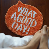 Orange Flocking Rug What A Good Day Quote Soft Fluffy Bathroom Bedroom Entryway Floor Mat