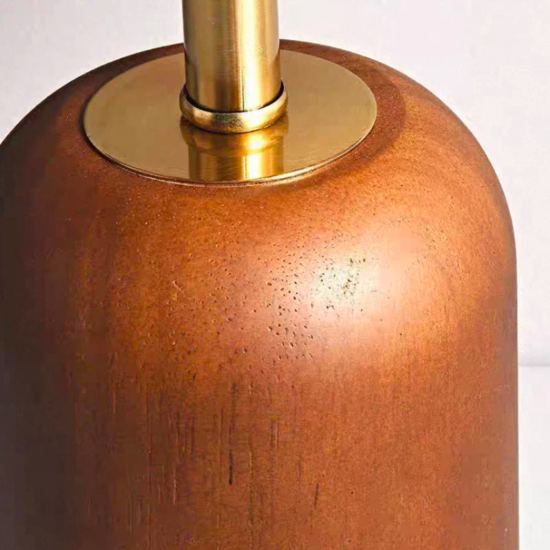 Letifly Lights & Decor - Amber Dome Table Lamp - Amber acrylic dome table lamp with wood-look base and brass-toned stem
