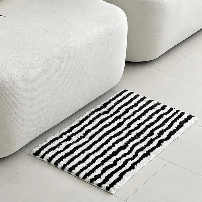 Tufting Stripe Bathrooom Mat Bedroom Rug Soft Fluffy Geometric Bathmat Bedside Carpet Floor Anti Slip Pad Home Decor 40x70cm-Letifly Lights and Decor
