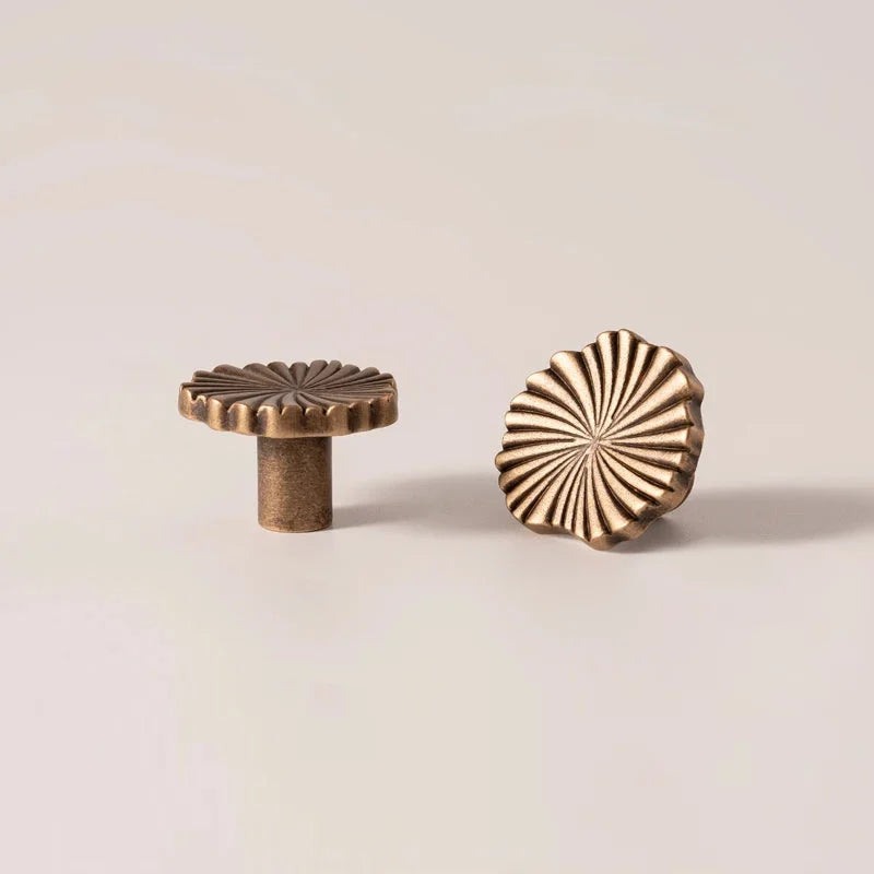 SBrass Cabinet Pulls Cup Flat Vintage Drawer Pulls Kitchen Cupboard Bathroom Dresser Cabinet Knob Hardware Antique Brass Handles-Letifly Lights and Decor