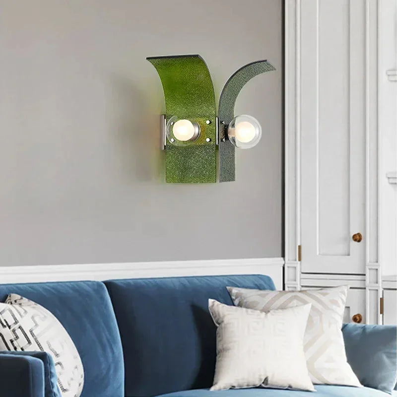 Letifly Lights & Decor - Verdant Curve Wall Sconce - Textured Glass Wall Sconce Curved Design Mid Century Modern Ambient Lighting