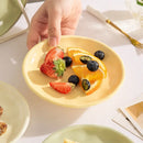 Luna Creme Pastel ceramic snack plates wavy edge hand-glazed modern dish set