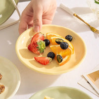 Luna Creme Pastel ceramic snack plates wavy edge hand-glazed modern dish set