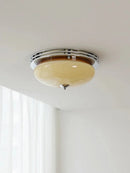 Ceiling light cream glass chrome Bauhaus French style retro flush mount ceiling lamp
