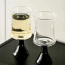 Modern champagne glass black pedestal clear flared goblet machine washable
