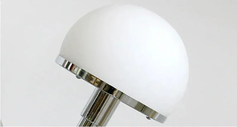 Bauhaus white glass dome table lamp with chrome base Danish Nordic modern bedside desk light