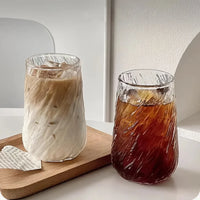 Glass tumbler textured swirl 400ML transparent modern