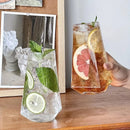 Highball drinking glass clear geometric modern faceted borosilicate vertical ripple texture