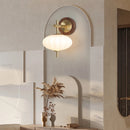 The Aurelia Sconce Walnut wood wall sconce with ribbed glass shade modern retro bedside light