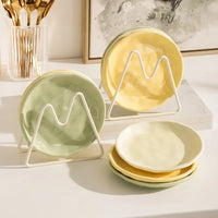 Luna Creme Pastel ceramic snack plates wavy edge hand-glazed modern dish set
