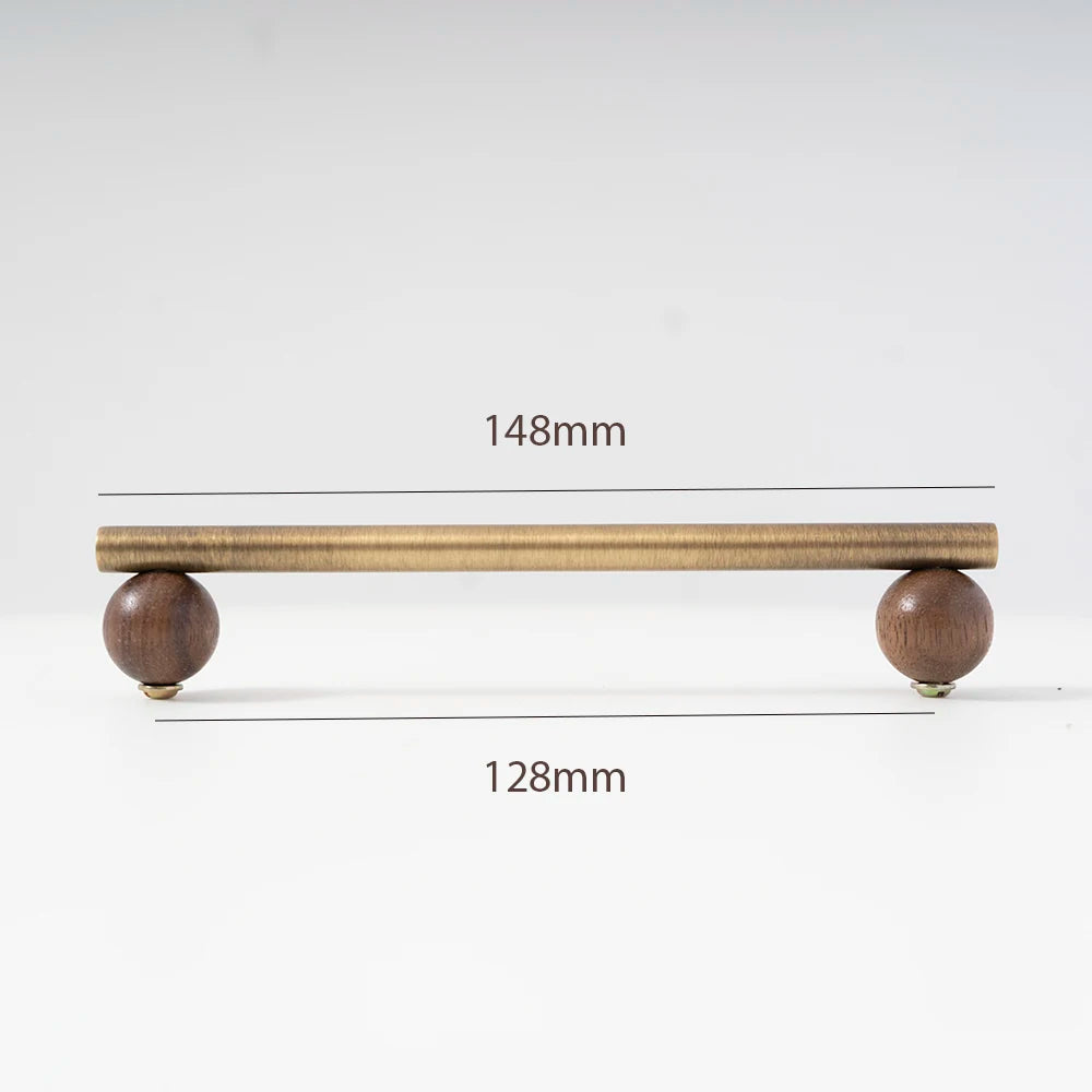 Bronze Brass + Walnut Wood Cabinet Handle and Knob Drawer Knobs T Bar Bedroom Kitchen Cupboard Hardware / Drawer Handles-Letifly Lights and Decor