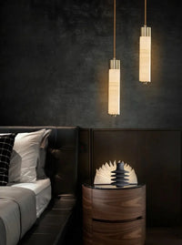 Modern Copper Light Luxury Pendant Lamp Marble Bedside Bedroom Hotel Dining Room Kitchen Stone Hallway Hanging Lighting Led-Letifly Lights and Decor
