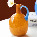 Single Ear Glass Vase Single Handle Retro Modern Home Decor Table Accent for Flowers or Hydroponics