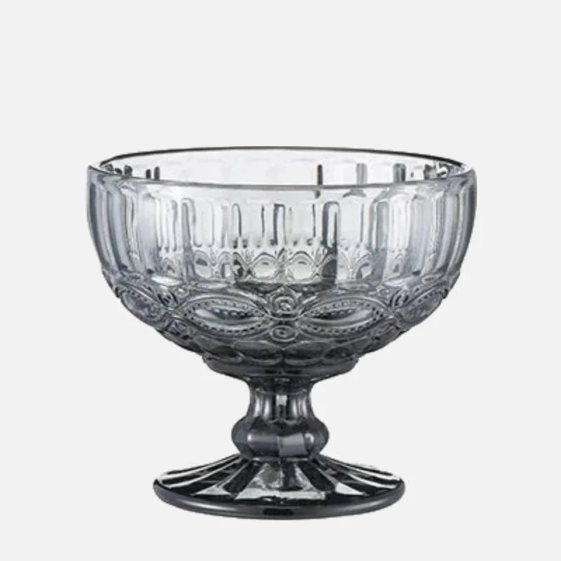 1 PC Vintage Embossed Solid Colored Goblet 300ml 10oz Glasses Goblets Stemware Ice Cream Dessert Cocktail Glass Cup Table Decor-Letifly Lights and Decor