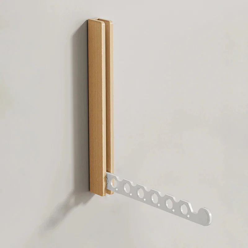 Wood Clothes Hanger Wall Mounted Drying Rack, Collapsible Design, and Invisible Clothing Organizer for Efficient Space Saving-Letifly Lights and Decor