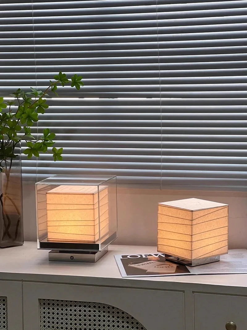 Nordic Minimalist Wabi Sabi Rice Paper Table Lamp Living Room Bedroom Home Decor Indoor Lighting Study Bedside Reading Light-Letifly Lights and Decor
