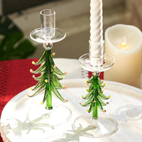 Christmas Candle Holder Glass Tree Candlestick Holders for Taper Candles for Christmas Table Centerpiece Decorations Gifts-Letifly Lights and Decor