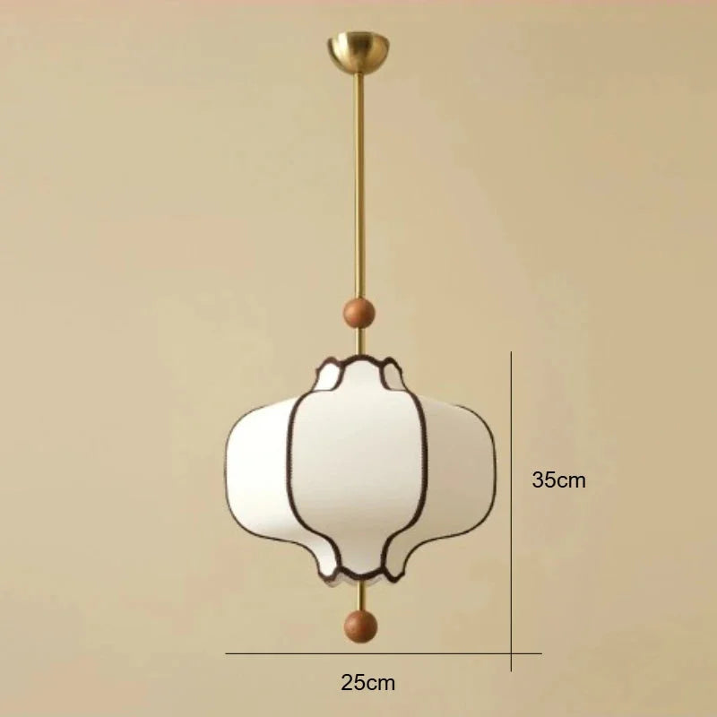 Retro Fabric Lampshade Pendant Light Japan Circular LED for Room Dining Table Apartment Wooden Ball Lighting Fixtures E27-Letifly Lights and Decor