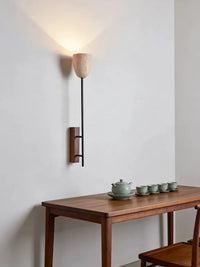 American Retro Style Wall Lamp Natural Stone E27 Bulb For Living Room Bedroom Hotel Wood Base Home Decor Sconce-Letifly Lights and Decor
