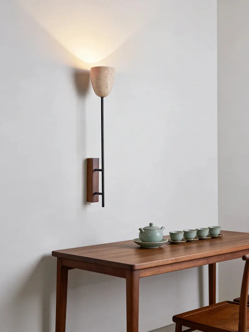 American Retro Style Wall Lamp Natural Stone E27 Bulb For Living Room Bedroom Hotel Wood Base Home Decor Sconce-Letifly Lights and Decor