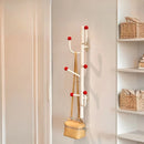 Wall-mounted coat rack with ball hooks, vertical organizer with 4 or 6 hooks